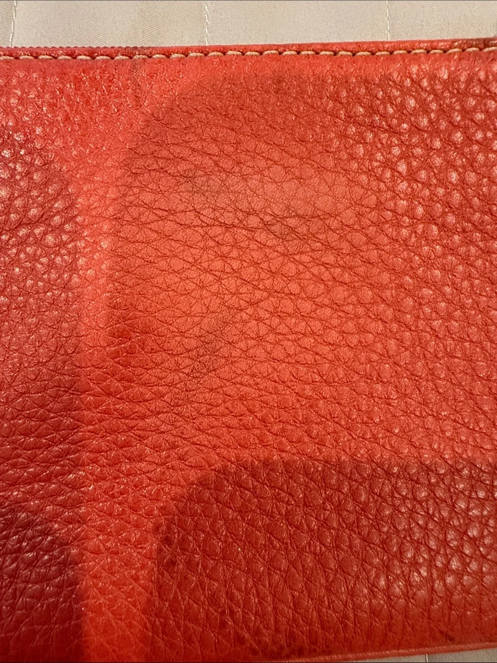 Coach Hamilton Pebbled Leather Flap Wristlet in Geranium Coral